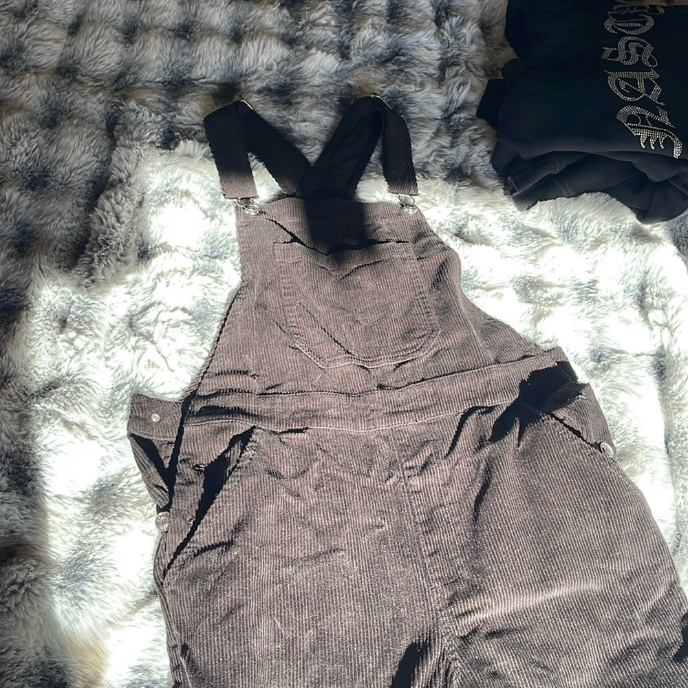 Black corduroy overalls
